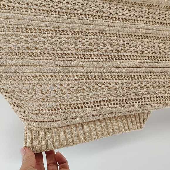 Jodifl Cream Open Cardigan Cover Size Small Crochet With Fringe No Sleeve - Picture 4 of 8